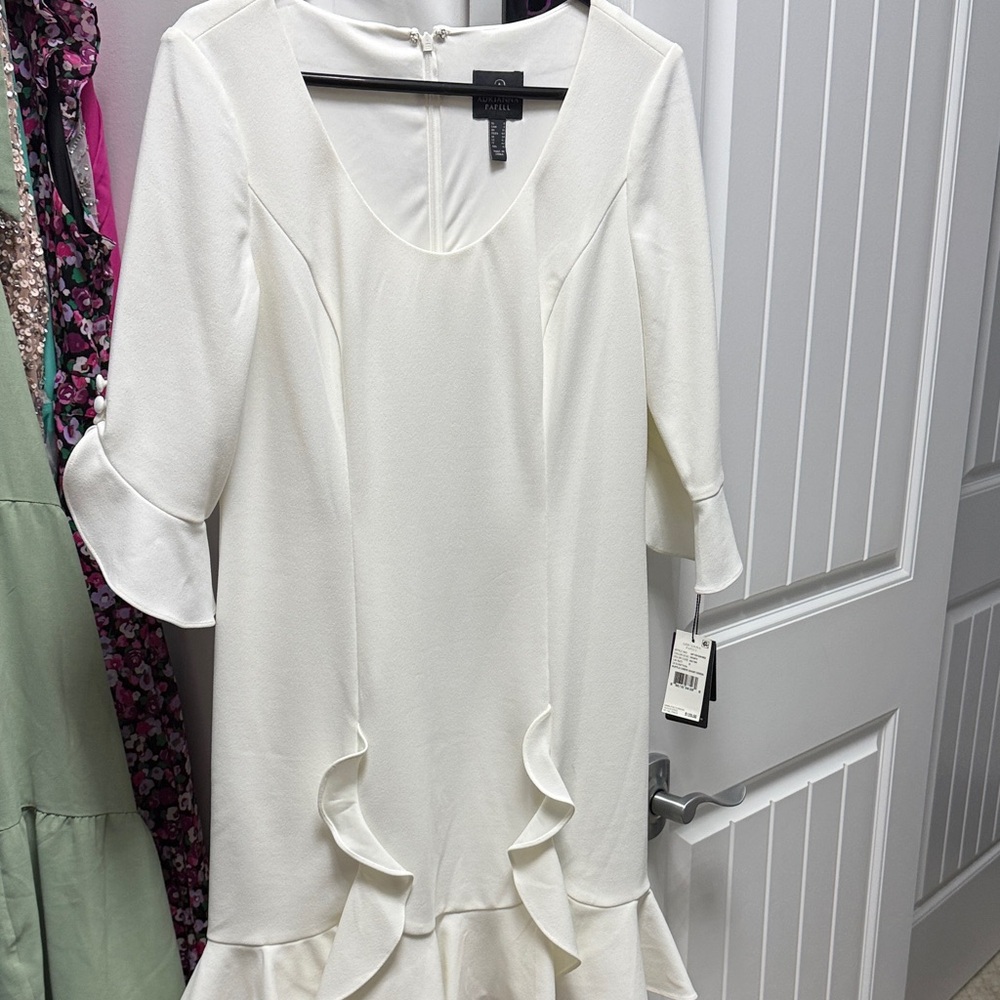 Adrianna Papell Cream Long Sleeve Dress